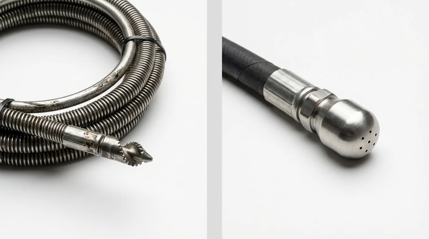 Drain snake cable and hydro jetting nozzle used for drain cleaning in Fort Smith, AR