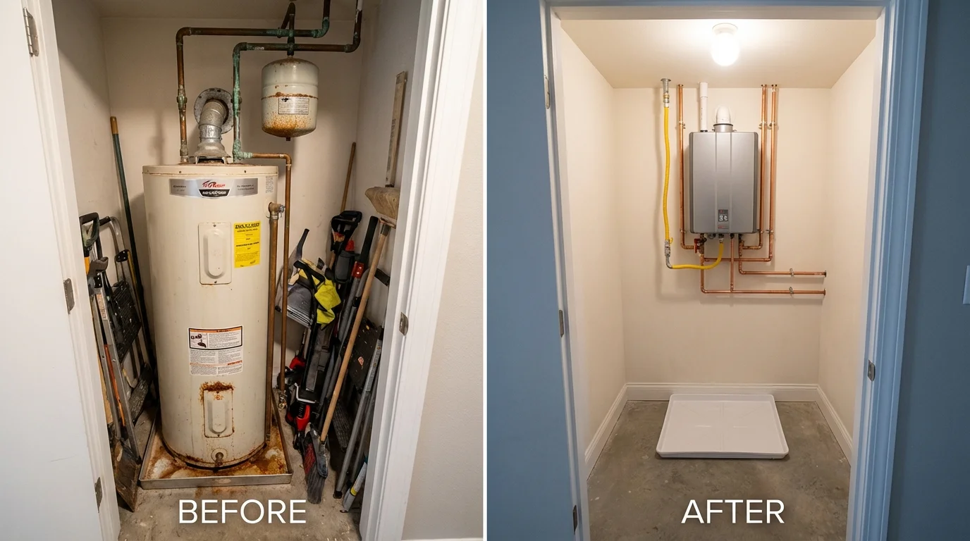 Tank water heater versus wall-mounted tankless unit comparison for Fort Smith, AR homeowners