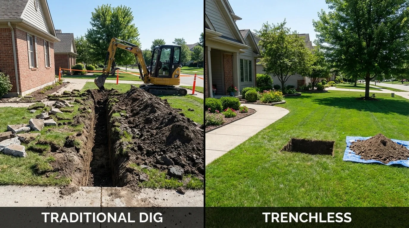 Trenchless sewer repair with minimal yard damage versus traditional excavation in Fort Smith, AR